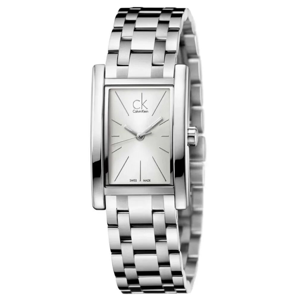 NWT CALVIN KLEIN Swiss Quartz White Dial Stainless Steel Silver Women's Watch